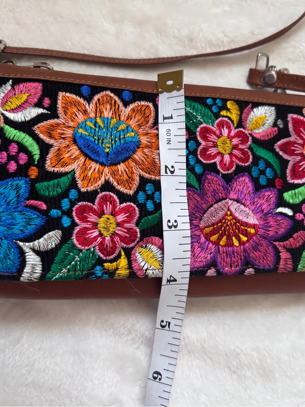 Multicolor Floral Embroidered Crossbody Bag - Stylish Women's Shoulder Purse - Picture 11 of 12